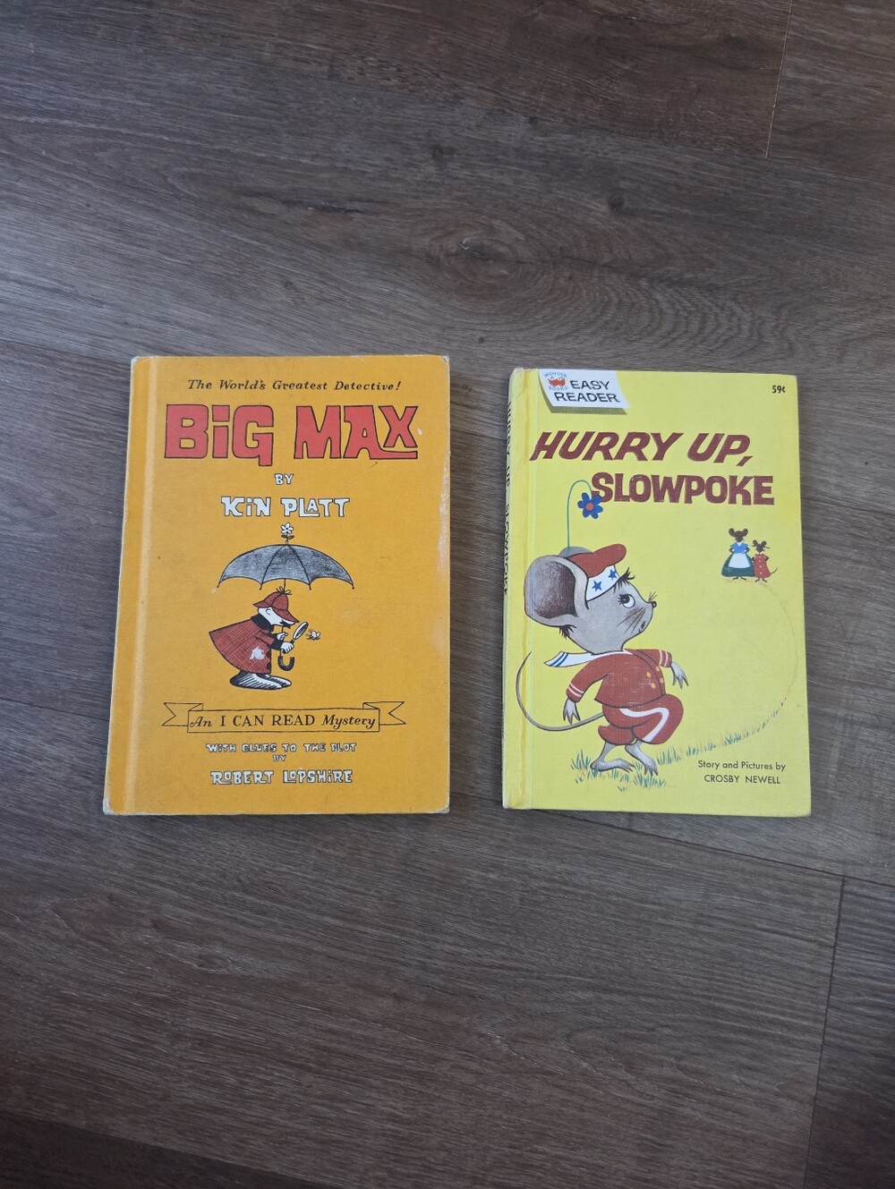 Set of 2 Vintage 1960s Early Reader Books, "Big Max" by Kin Platt and "Hurry Up
